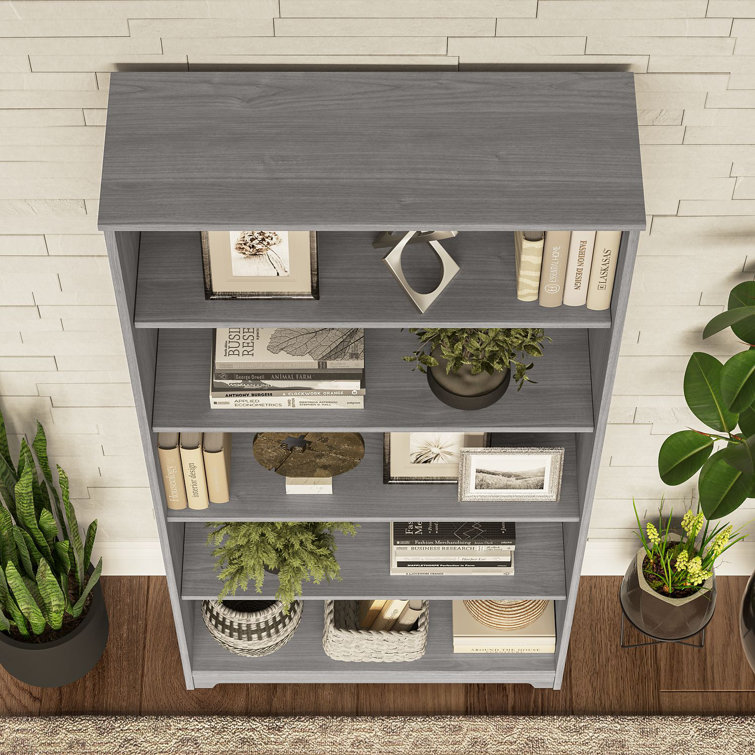 Adjustable Modern Gray 5-Shelf Traditional Bookcase