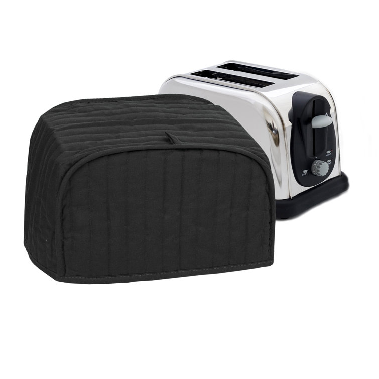 Black Quilted Polyester and Cotton Two-Slice Toaster Cover