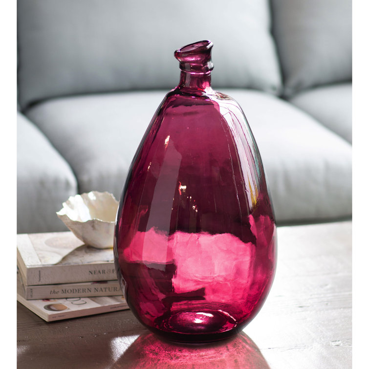 Tall Red Handblown Recycled Glass Balloon Vase