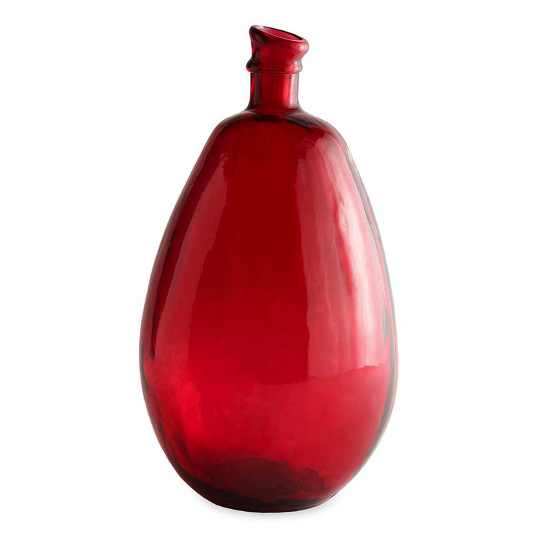 Tall Red Handblown Recycled Glass Balloon Vase