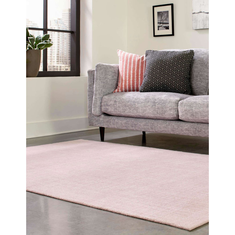 English Rose Pink Wool Rectangular Area Rug