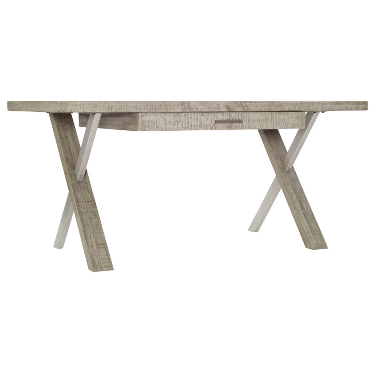 Transitional Solid Wood Home Office Desk with USB Port, Gray