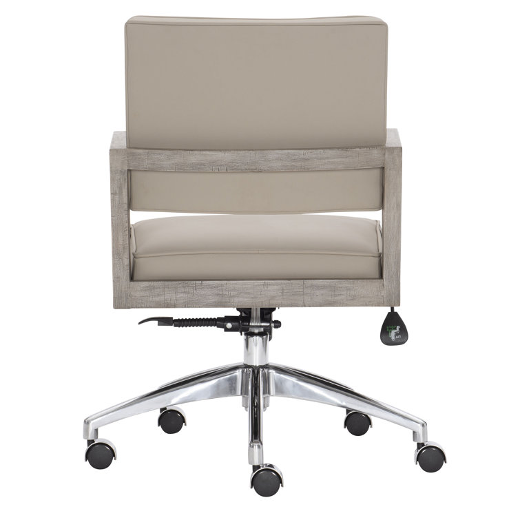 Davenport Morel Leather and Wood Transitional Task Chair