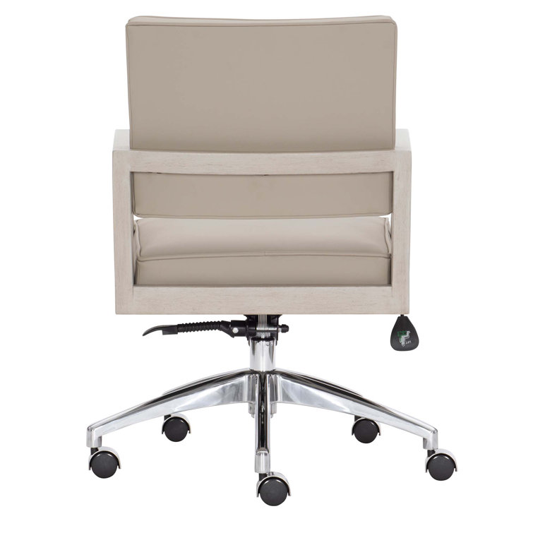 Davenport Linear Gray Leather Task Chair with Wood Accents