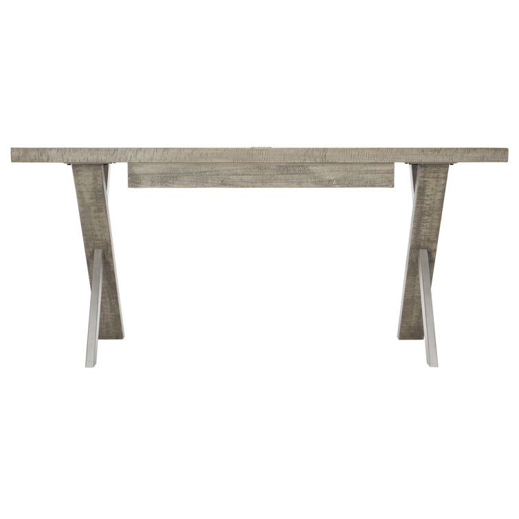 Transitional Solid Wood Home Office Desk with USB Port, Gray