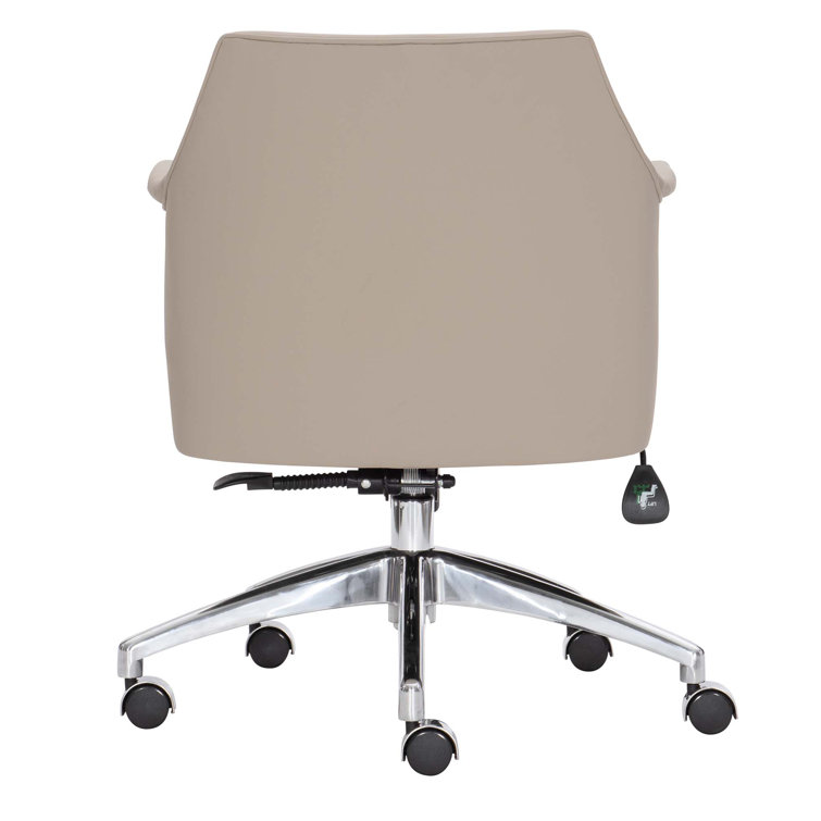 Beige Leather and Fabric Transitional Task Chair