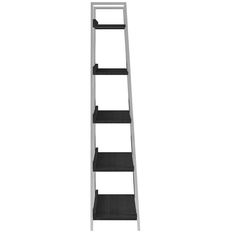 Coleman 70.75" Gray Wood and Stainless Steel Adjustable Etagere Bookcase