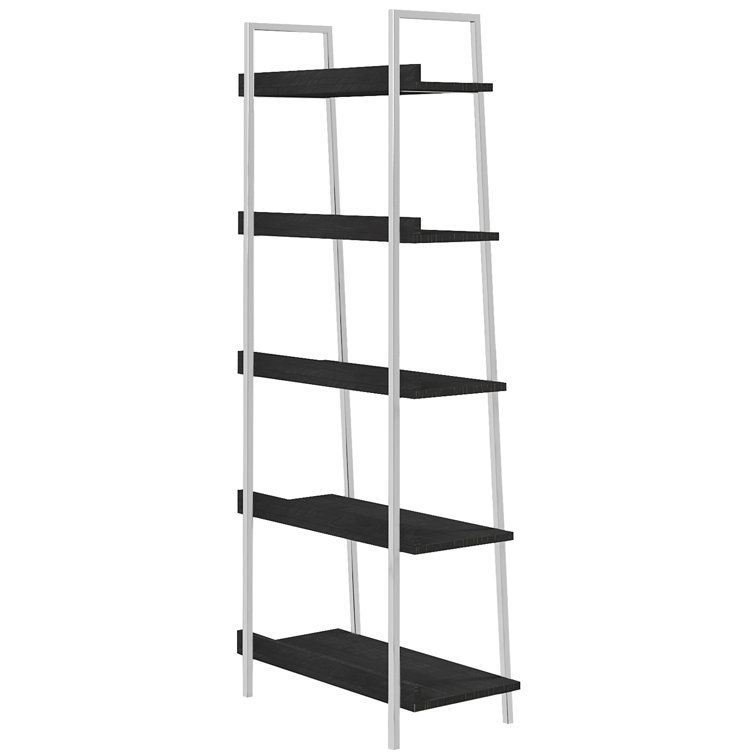 Coleman 70.75" Gray Wood and Stainless Steel Adjustable Etagere Bookcase