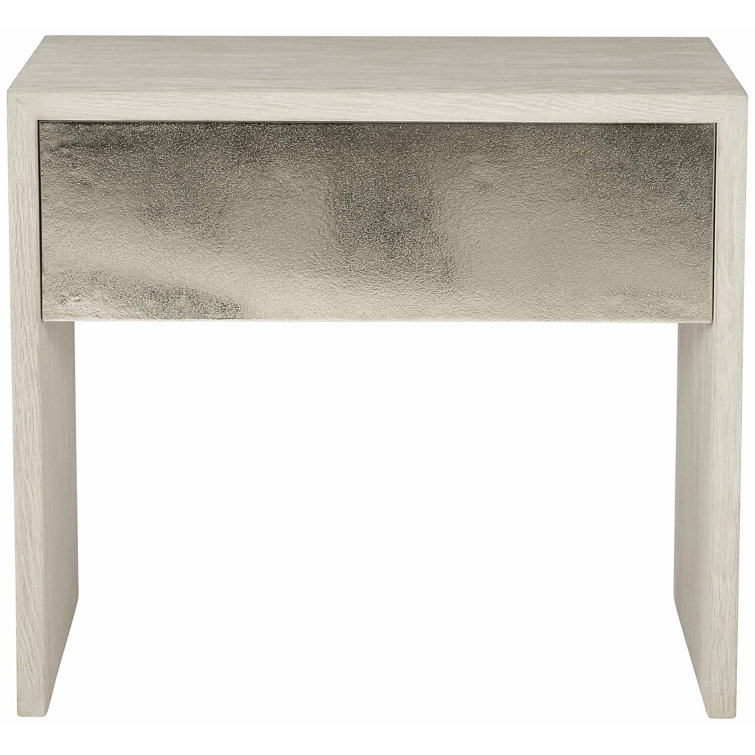 Cream and Nickel 1-Drawer Transitional Nightstand