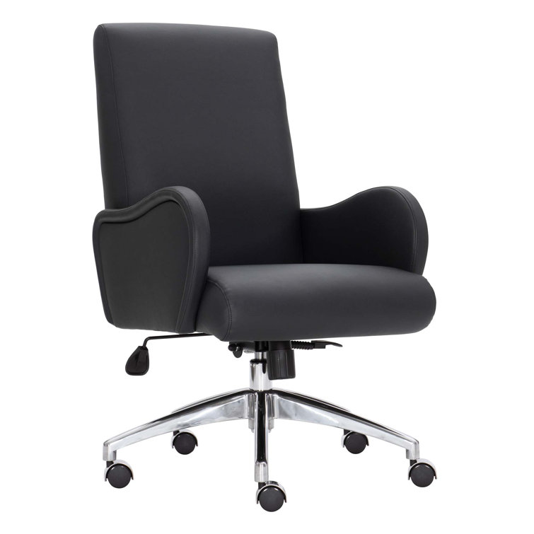 Black High Back Swivel Task Chair with Vinyl Upholstery