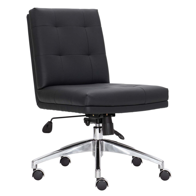 Stevenson Transitional Black Leather Swivel Task Chair
