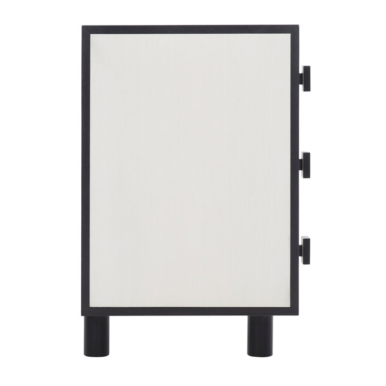 Silhouette Transitional 3-Drawer Black and White Nightstand