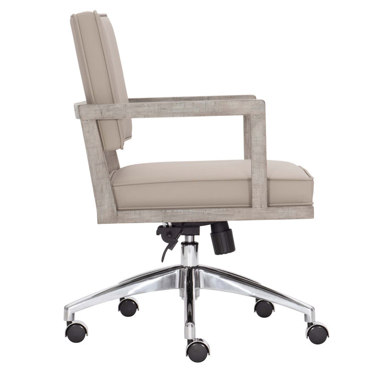 Davenport Morel Leather and Wood Transitional Task Chair