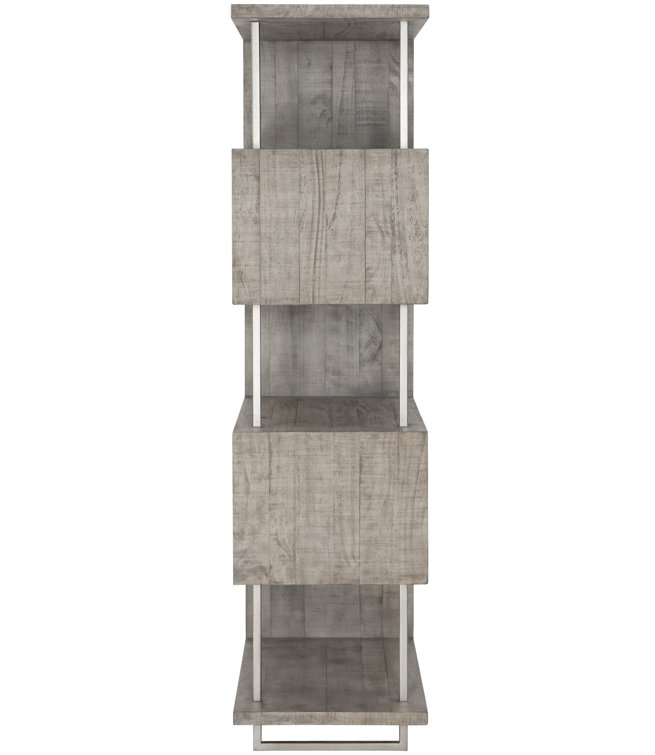 Polk Transitional 5-Shelf Gray Pine and Metal Etagere Bookcase