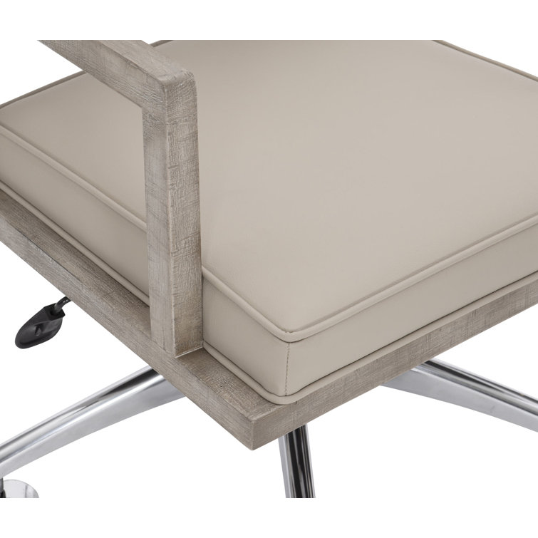 Davenport Morel Leather and Wood Transitional Task Chair