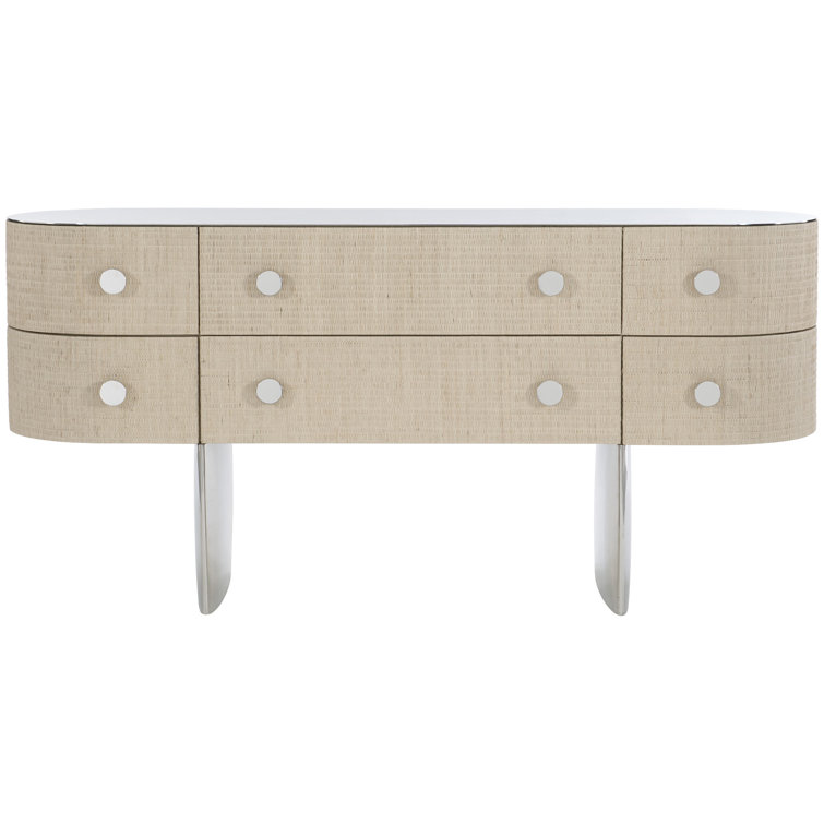 Almeda Transitional 6-Drawer Raffia & Stainless Steel Dresser