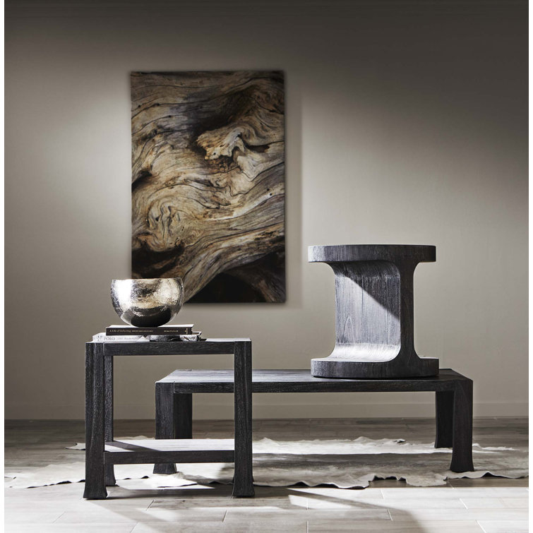 Transitional Berkely Black Rectangular End Table in Carbonized Suar Wood
