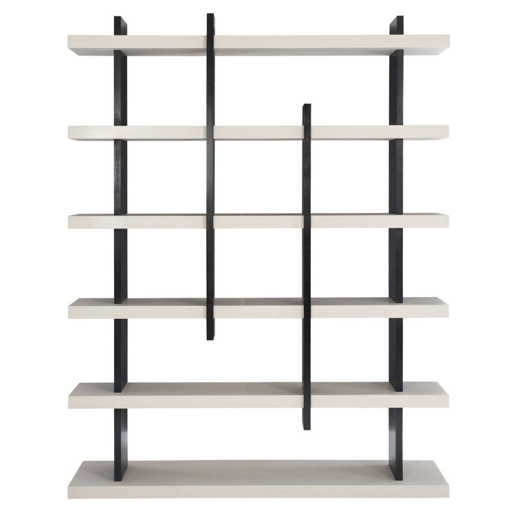Silhouette Transitional Black and White Etagere Bookcase with Adjustable Shelves