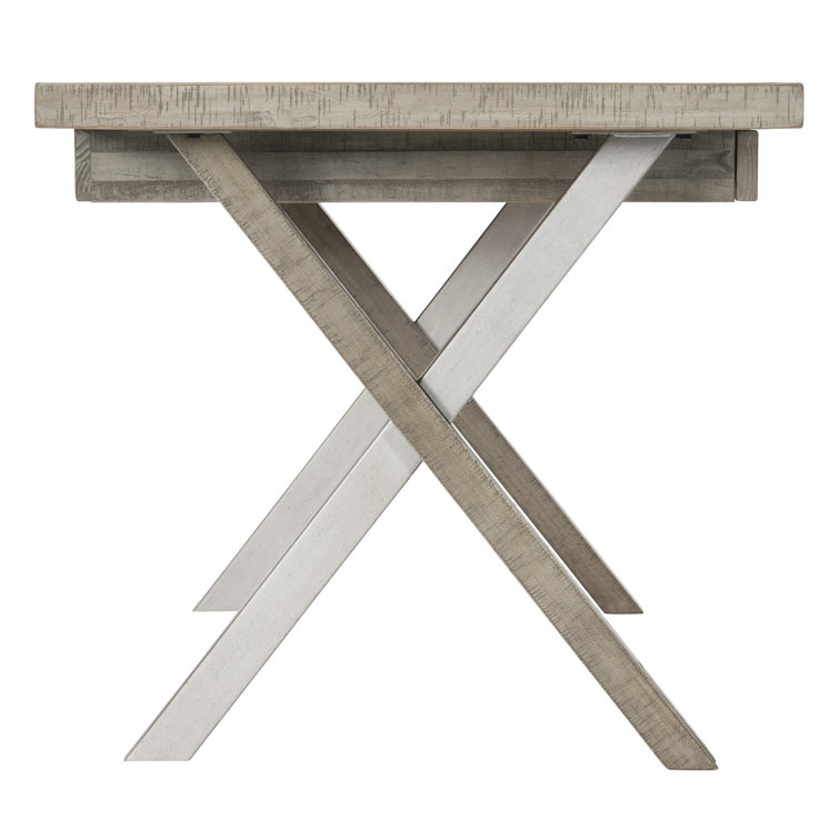 Transitional Solid Wood Home Office Desk with USB Port, Gray