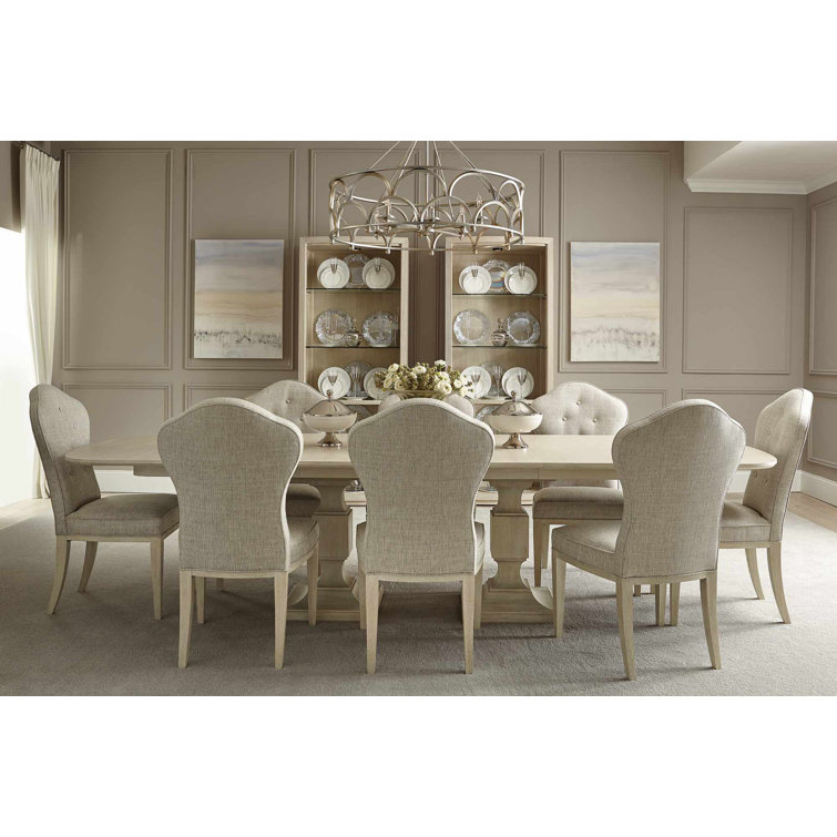 Beige Wood Extendable Rectangular Dining Table