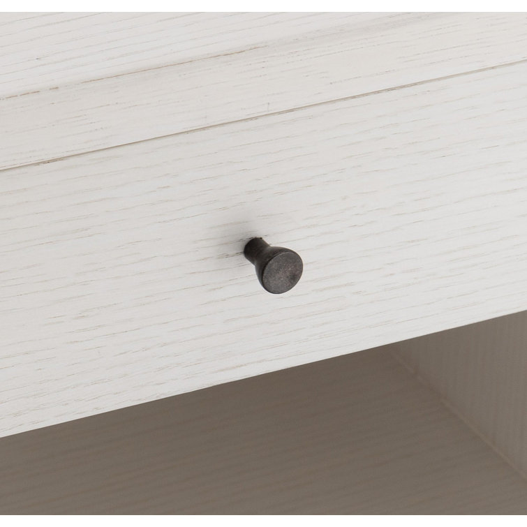 Arnette White Solid Wood Rectangular End Table with Storage