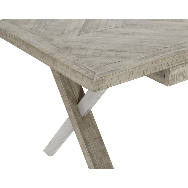 Transitional Solid Wood Home Office Desk with USB Port, Gray