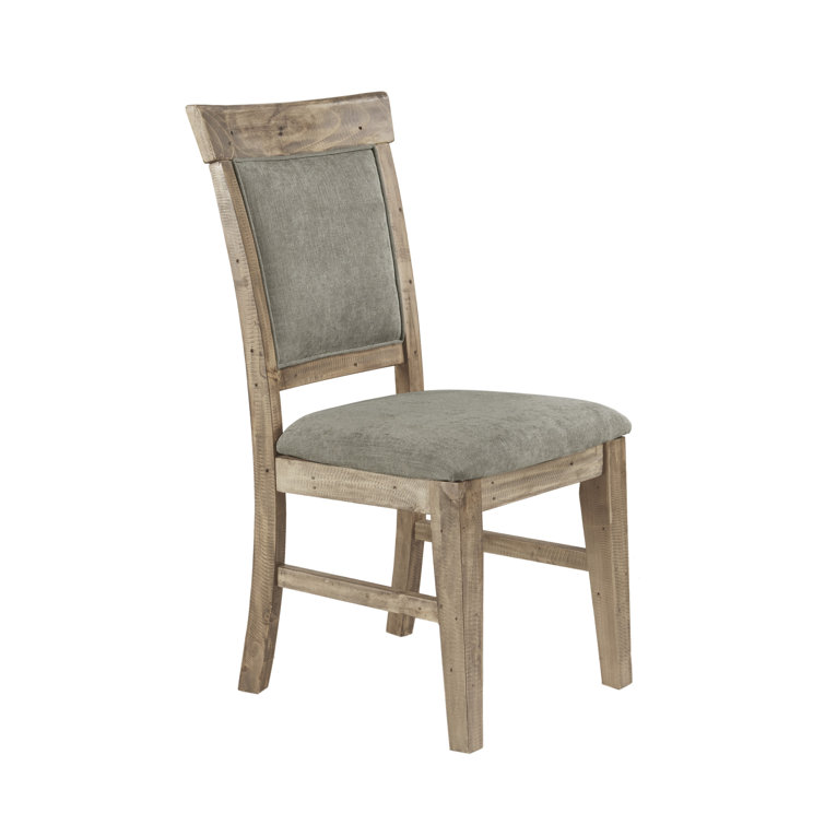Gray Upholstered Solid Wood Dining Side Chair Set