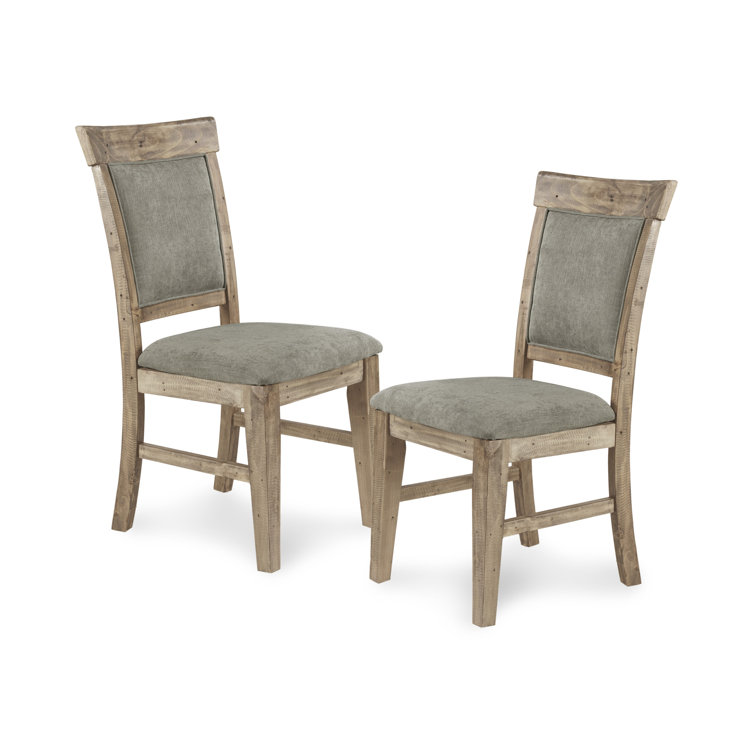 Gray Upholstered Solid Wood Dining Side Chair Set