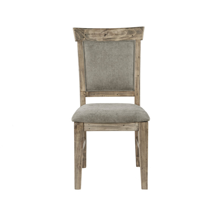Gray Upholstered Solid Wood Dining Side Chair Set