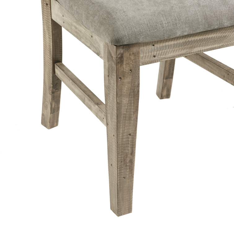 Gray Upholstered Solid Wood Dining Side Chair Set