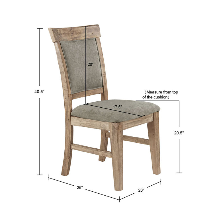 Gray Upholstered Solid Wood Dining Side Chair Set
