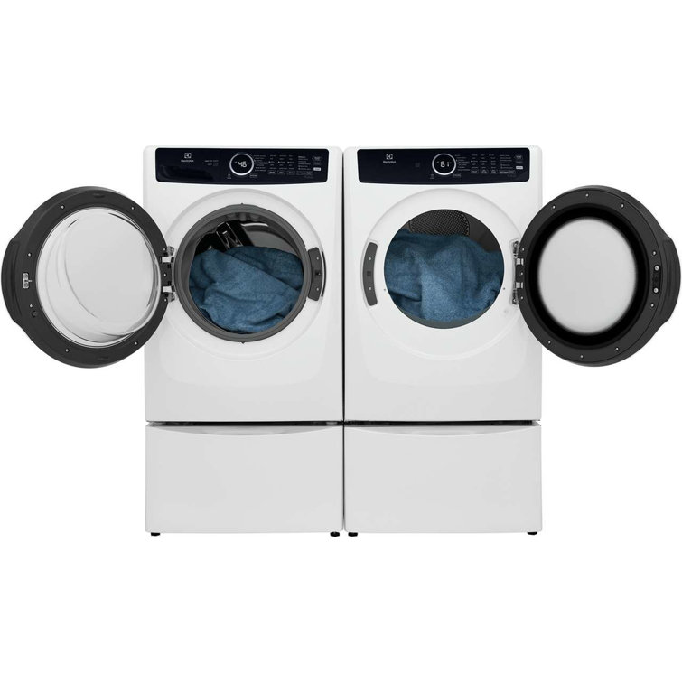 White Energy Star Front Load Electric Dryer with Steam and Moisture Sensing