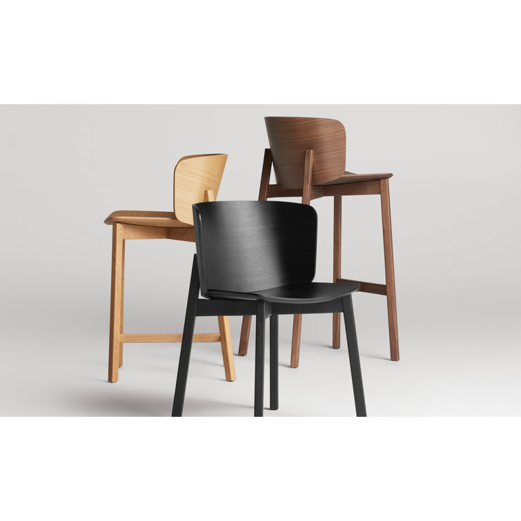 Walnut Wood Counter Stool with Curved Seat
