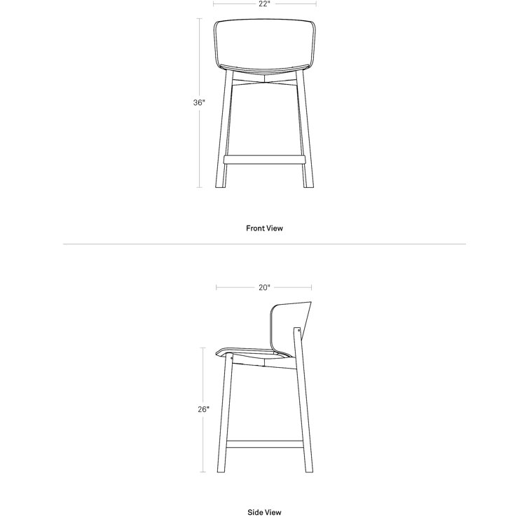 Walnut Wood Counter Stool with Curved Seat