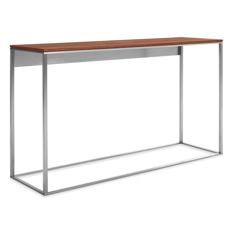 Walnut and Stainless Steel Minimalist Console Table