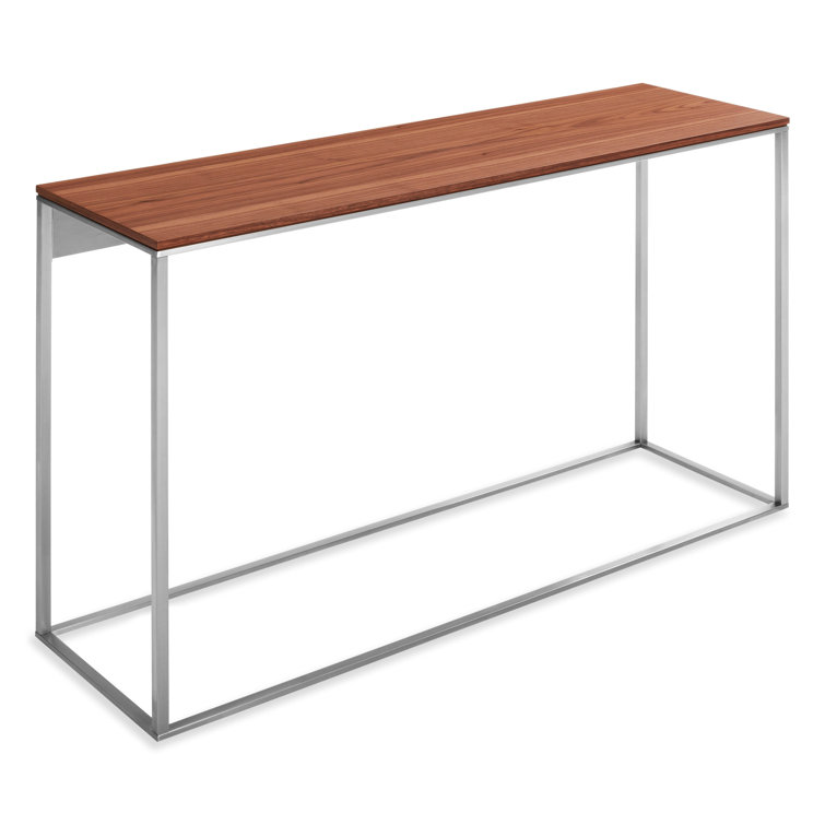 Walnut and Stainless Steel Minimalist Console Table
