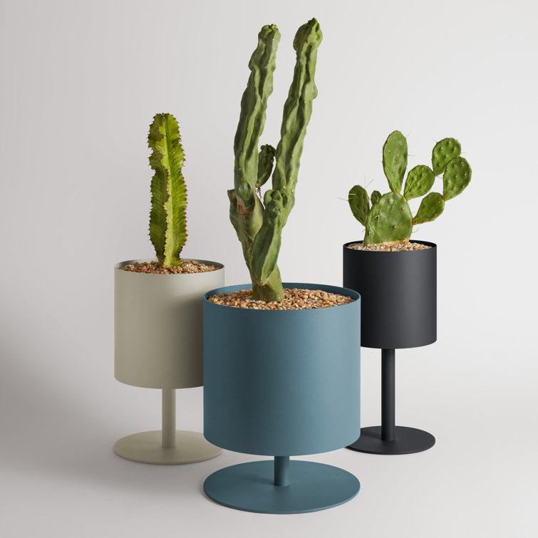 Marine Blue Aluminum Tall Indoor/Outdoor Planter