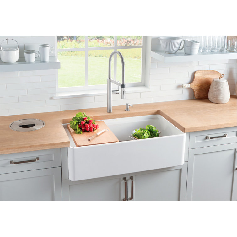 Biscuit Fireclay Single Bowl Farmhouse Kitchen Sink