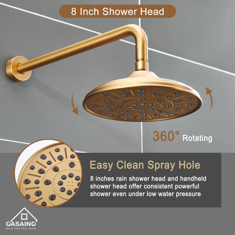 Brushed Gold Multi-Function Rain Shower System with Handheld