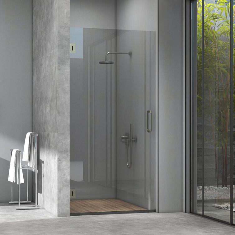 30" x 72" Frameless Clear Glass Shower Door with Brushed Nickel Hardware