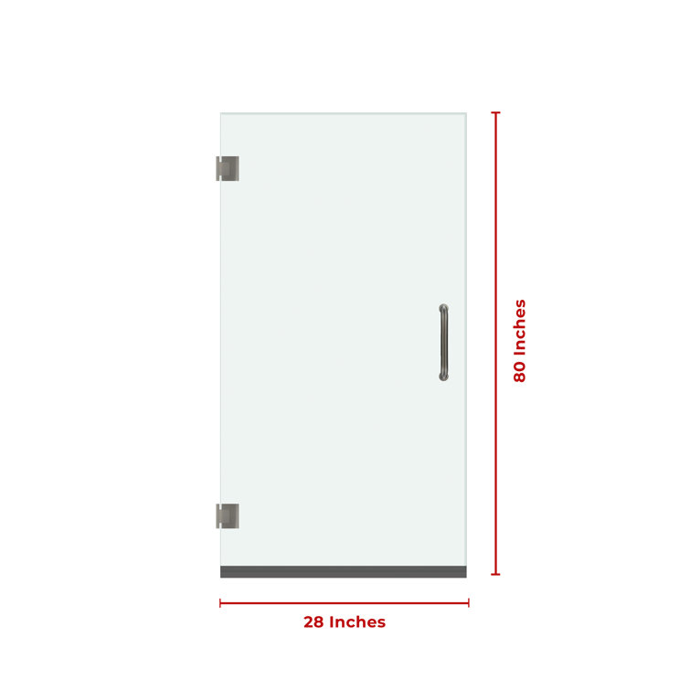 28" x 80" Frameless Clear Glass Pivot Shower Door with Chrome Finish