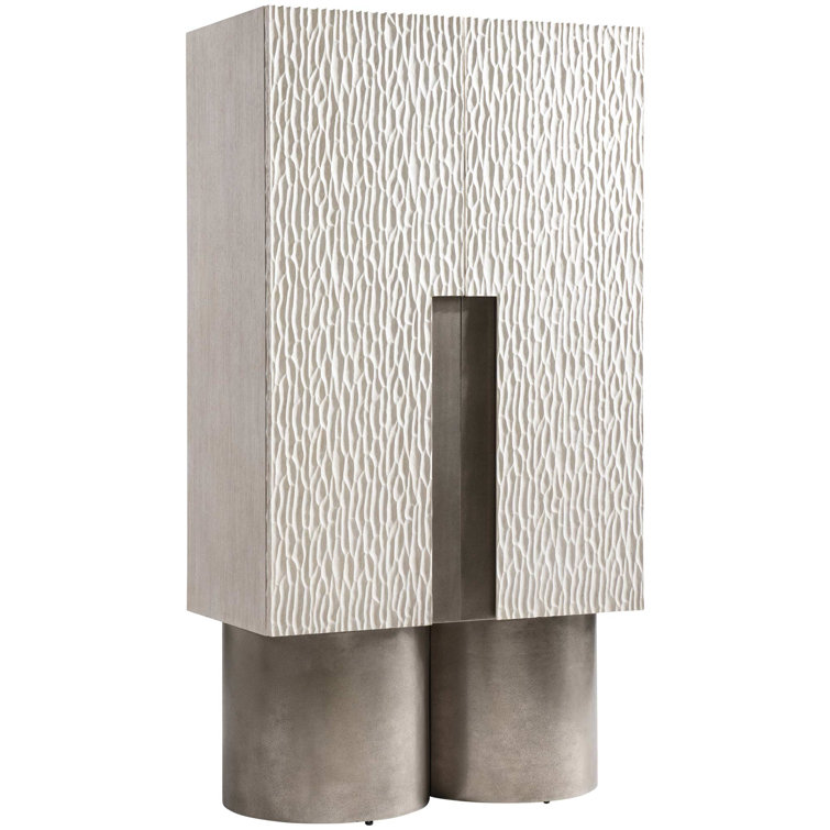 Solaria Silver 36" Transitional Accent Cabinet with Glass Shelves