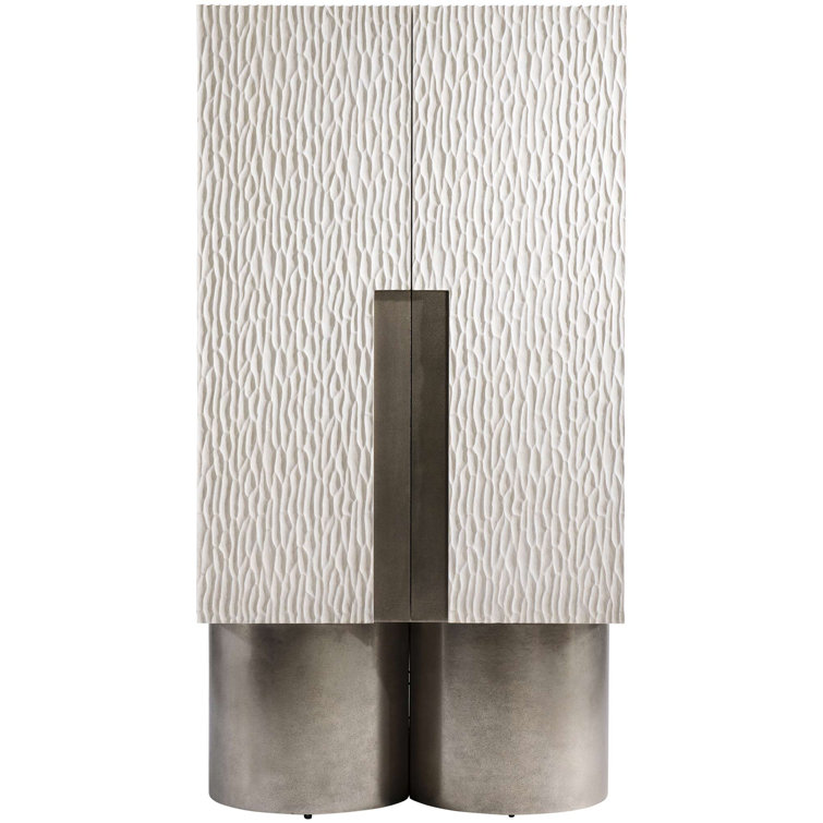 Solaria Silver 36" Transitional Accent Cabinet with Glass Shelves