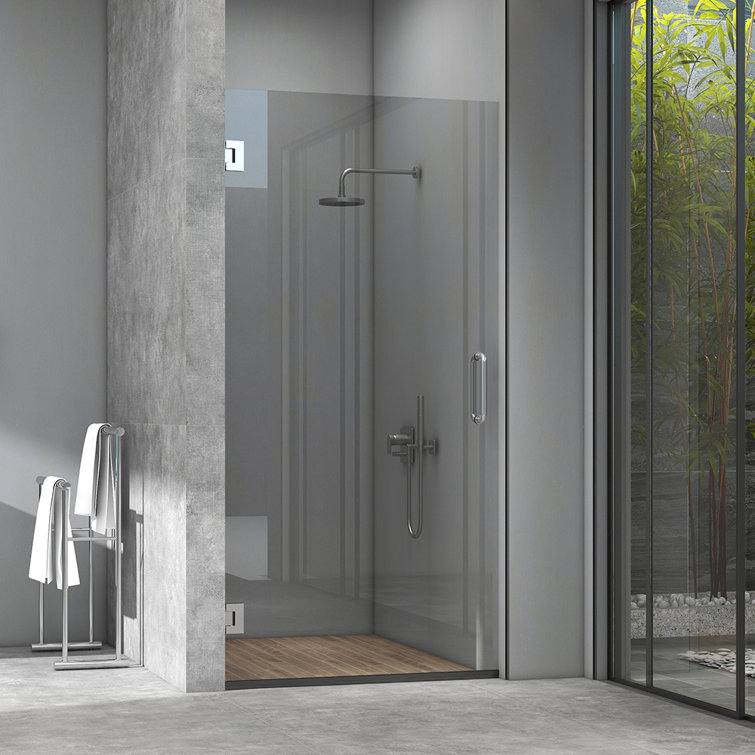 28" x 80" Frameless Clear Glass Pivot Shower Door with Chrome Finish