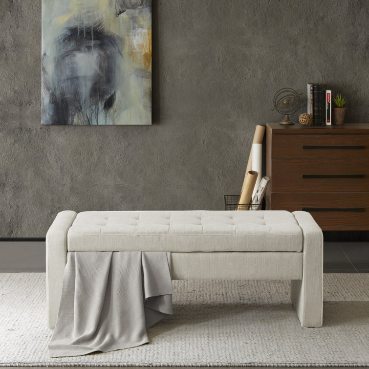 Gillian Cream Upholstered Storage Bench with Flip Top