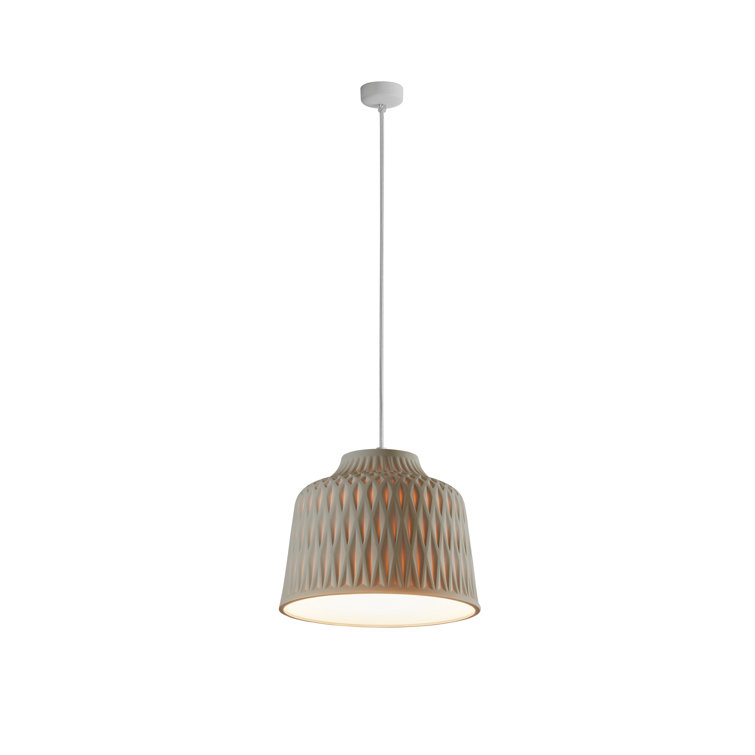 Light Gray Glass Drum Pendant with LED Light