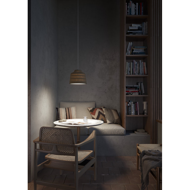 Light Gray Glass Drum Pendant with LED Light
