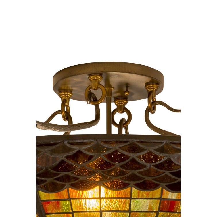 Autumn Acorn 6-Light Indoor/Outdoor Semi-Flush Mount in Antique Copper