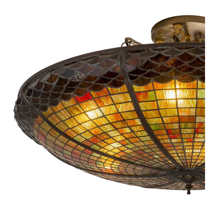 Autumn Acorn 6-Light Indoor/Outdoor Semi-Flush Mount in Antique Copper