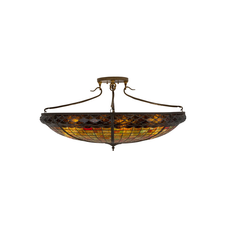 Autumn Acorn 6-Light Indoor/Outdoor Semi-Flush Mount in Antique Copper